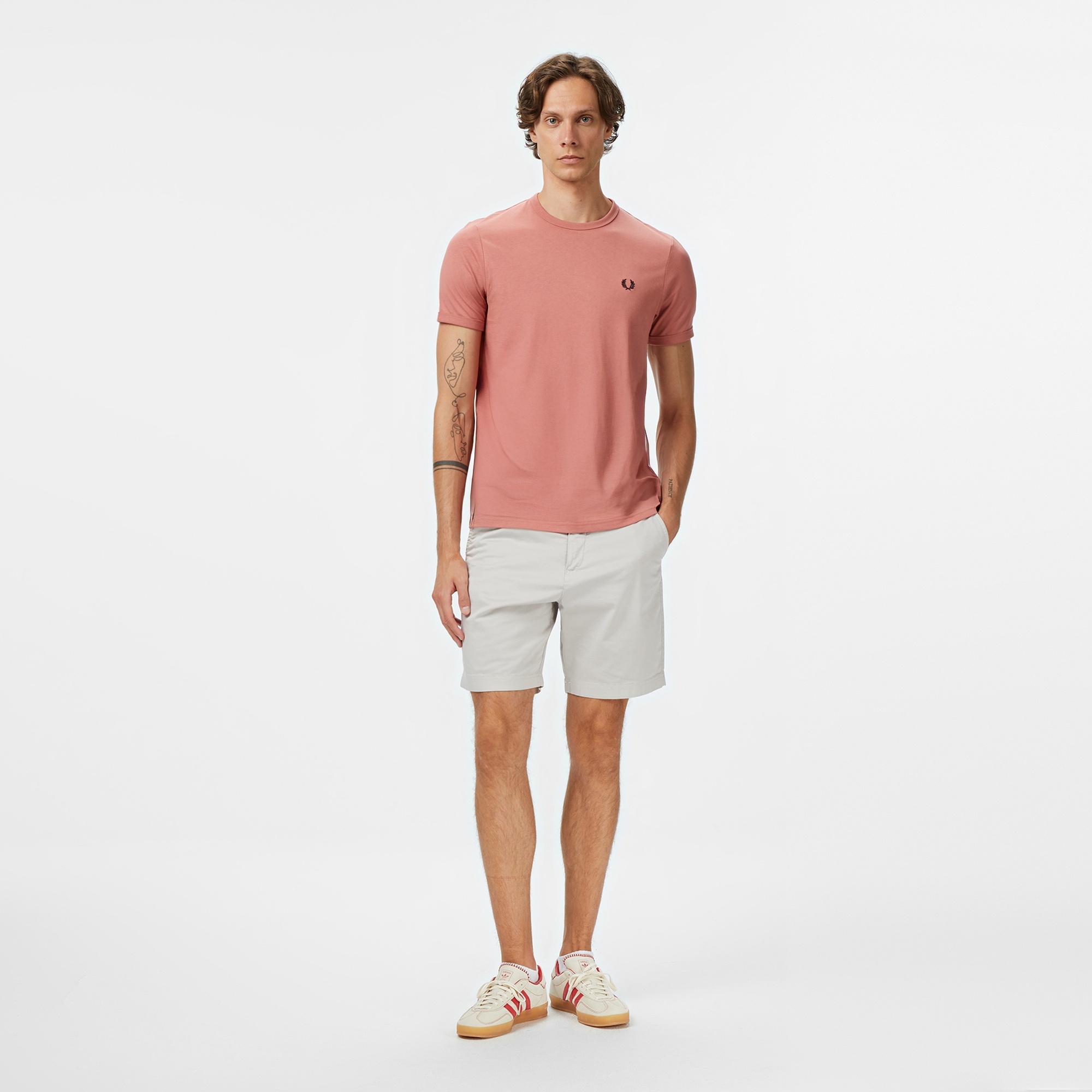 Fred Perry Ringer Erkek Pembe T-Shirt