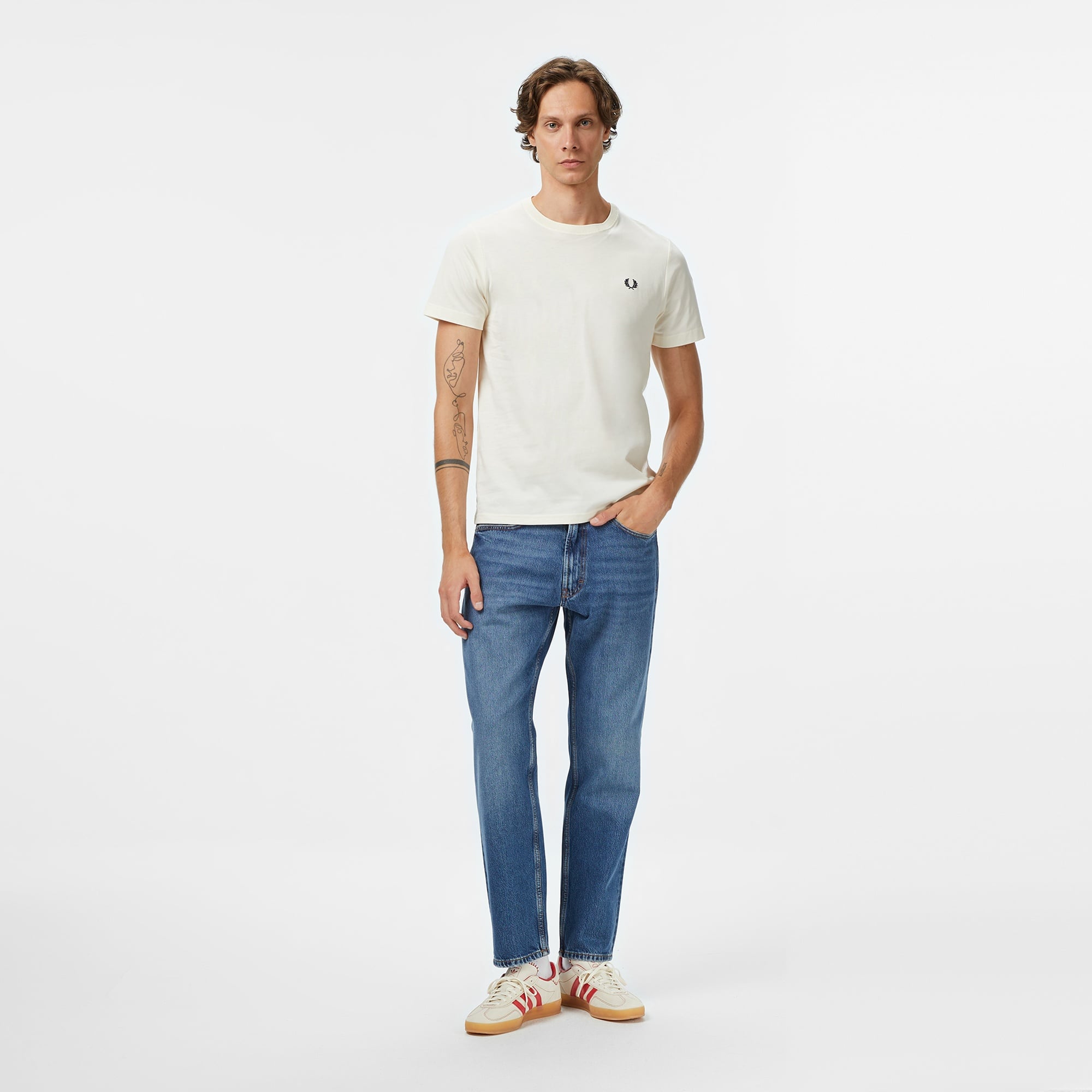 Fred Perry Crew Neck Erkek Bej T-Shirt