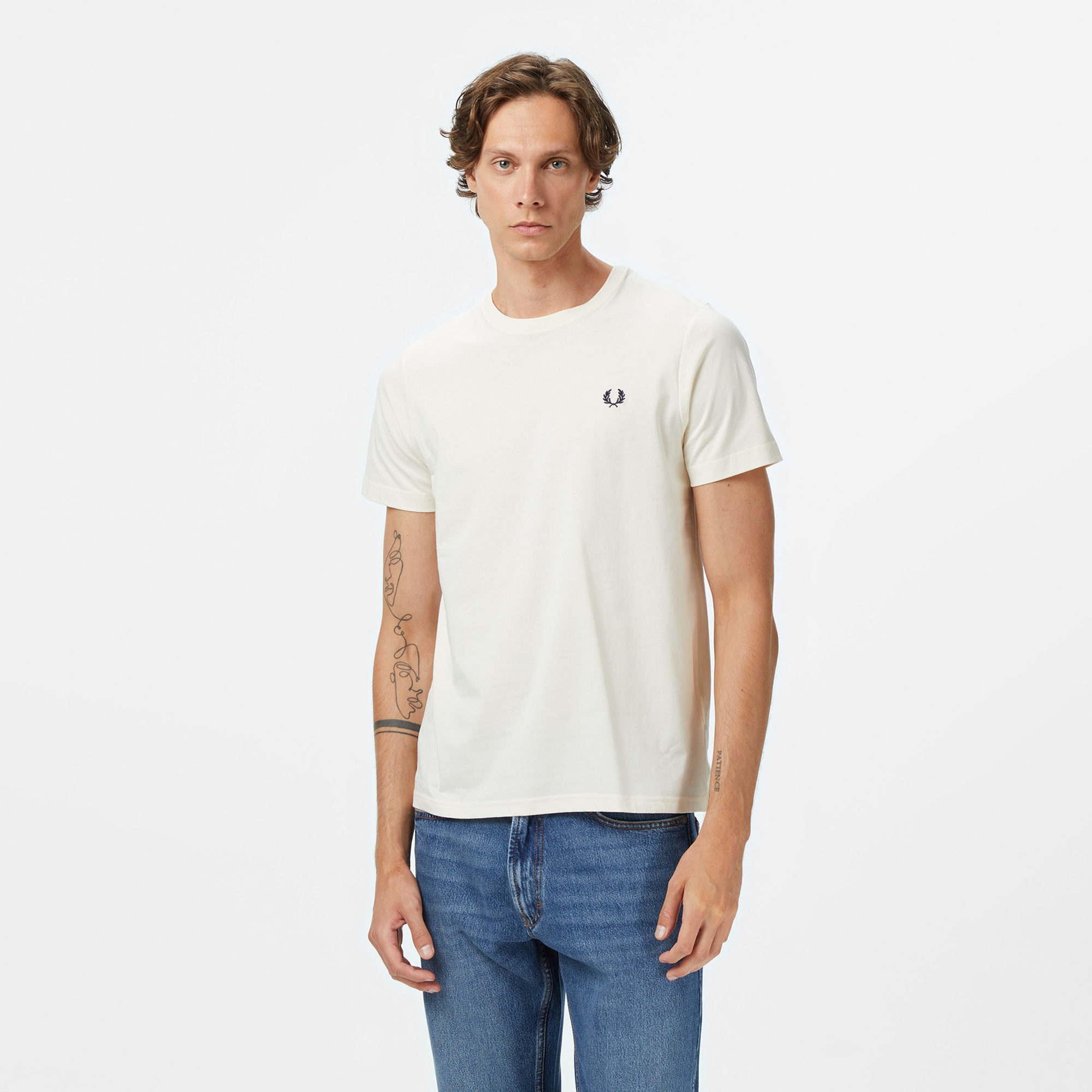 Fred Perry Crew Neck Erkek Bej T-Shirt