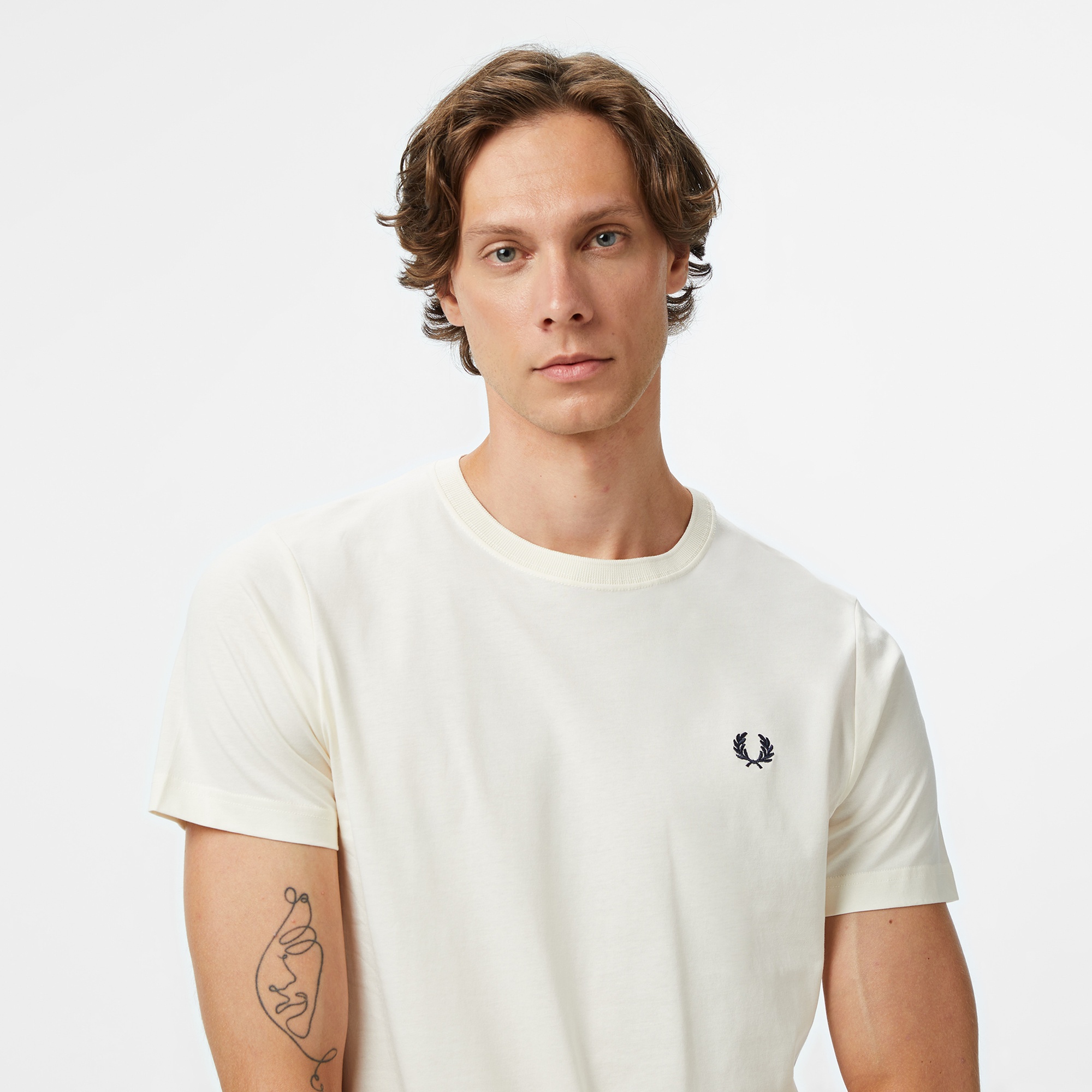 Fred Perry Crew Neck Erkek Bej T-Shirt