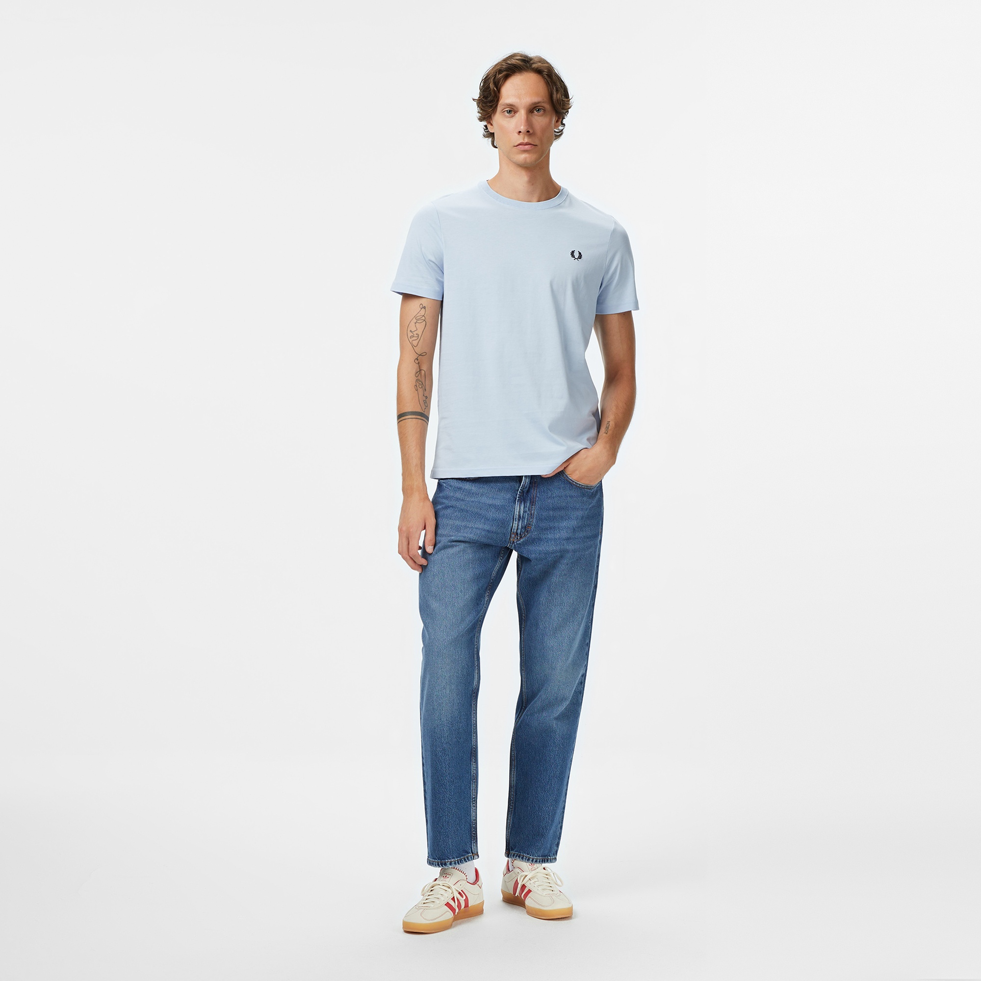 Fred Perry Crew Neck Erkek Gri T-Shirt