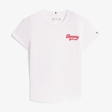  Tommy Hilfiger Graphic Flock Çocuk Beyaz T-Shirt