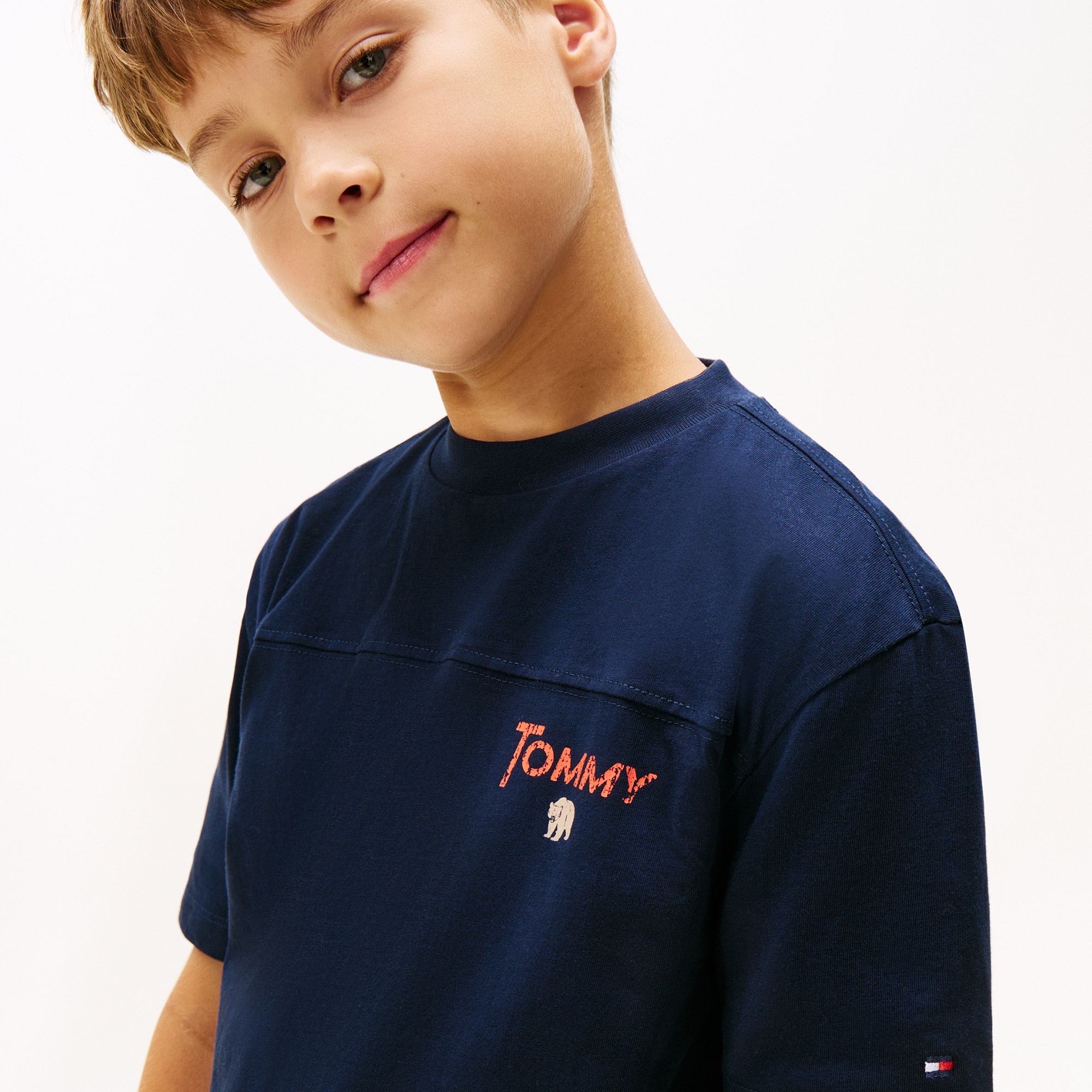 Tommy Hilfiger Seasonal Texture Print Çocuk Lacivert T-Shirt