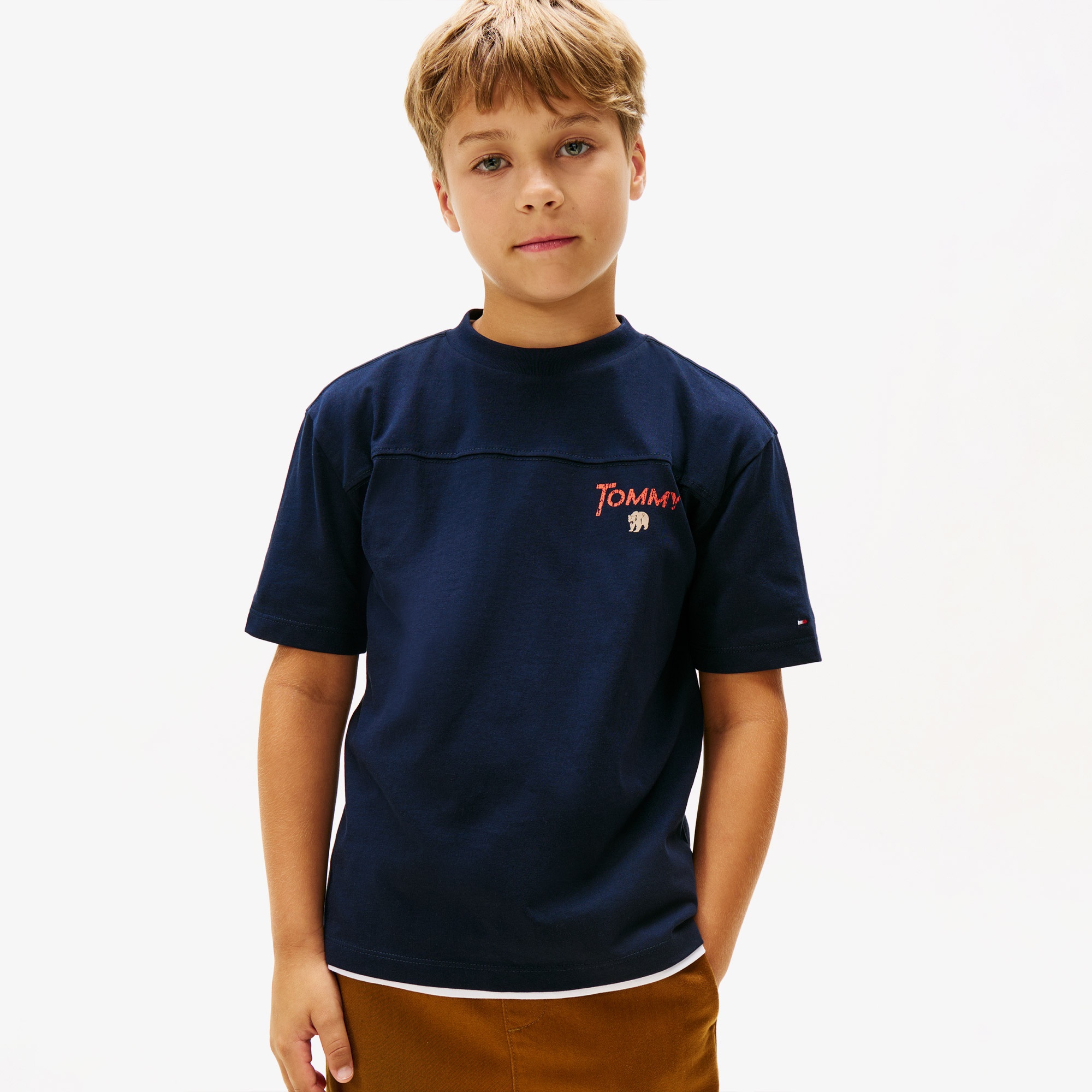 Tommy Hilfiger Seasonal Texture Print Çocuk Lacivert T-Shirt