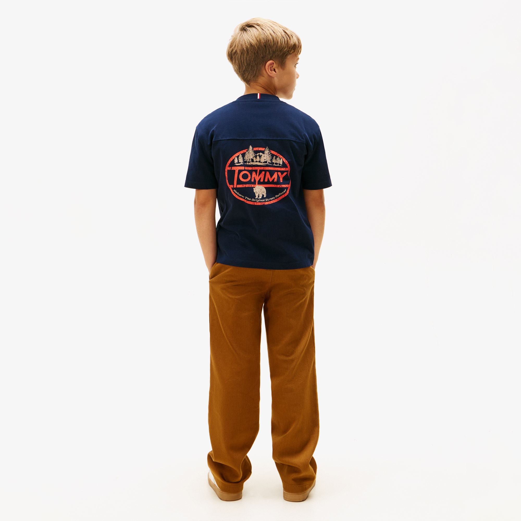 Tommy Hilfiger Seasonal Texture Print Çocuk Lacivert T-Shirt