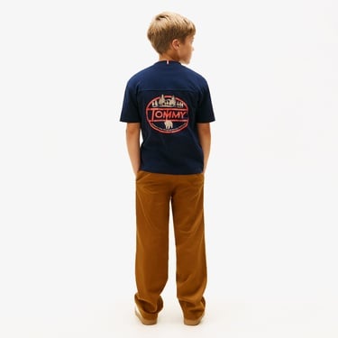  Tommy Hilfiger Seasonal Texture Print Çocuk Lacivert T-Shirt