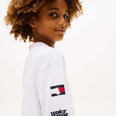  Tommy Hilfiger Camp Multi Çocuk Uzun Kollu Beyaz T-Shirt