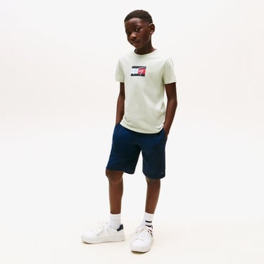  Tommy Hilfiger Script Flag Print Çocuk Yeşil T-Shirt
