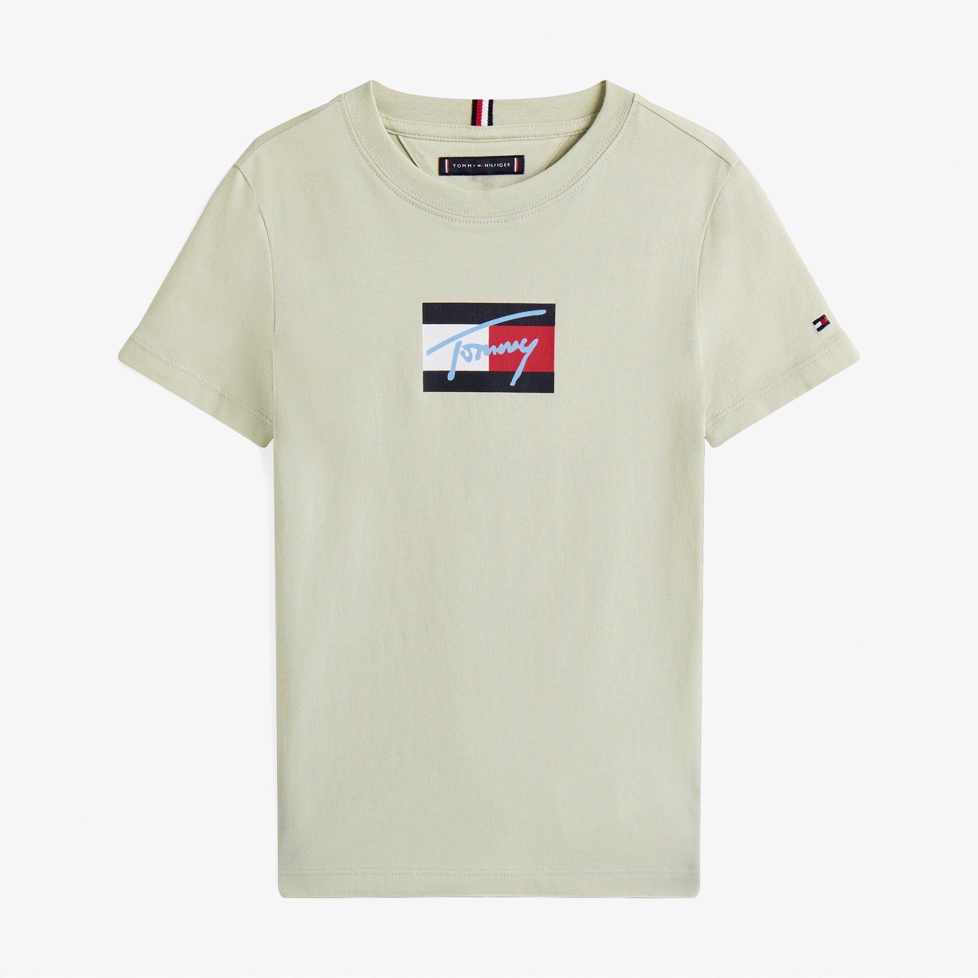 Tommy Hilfiger Script Flag Print Çocuk Yeşil T-Shirt