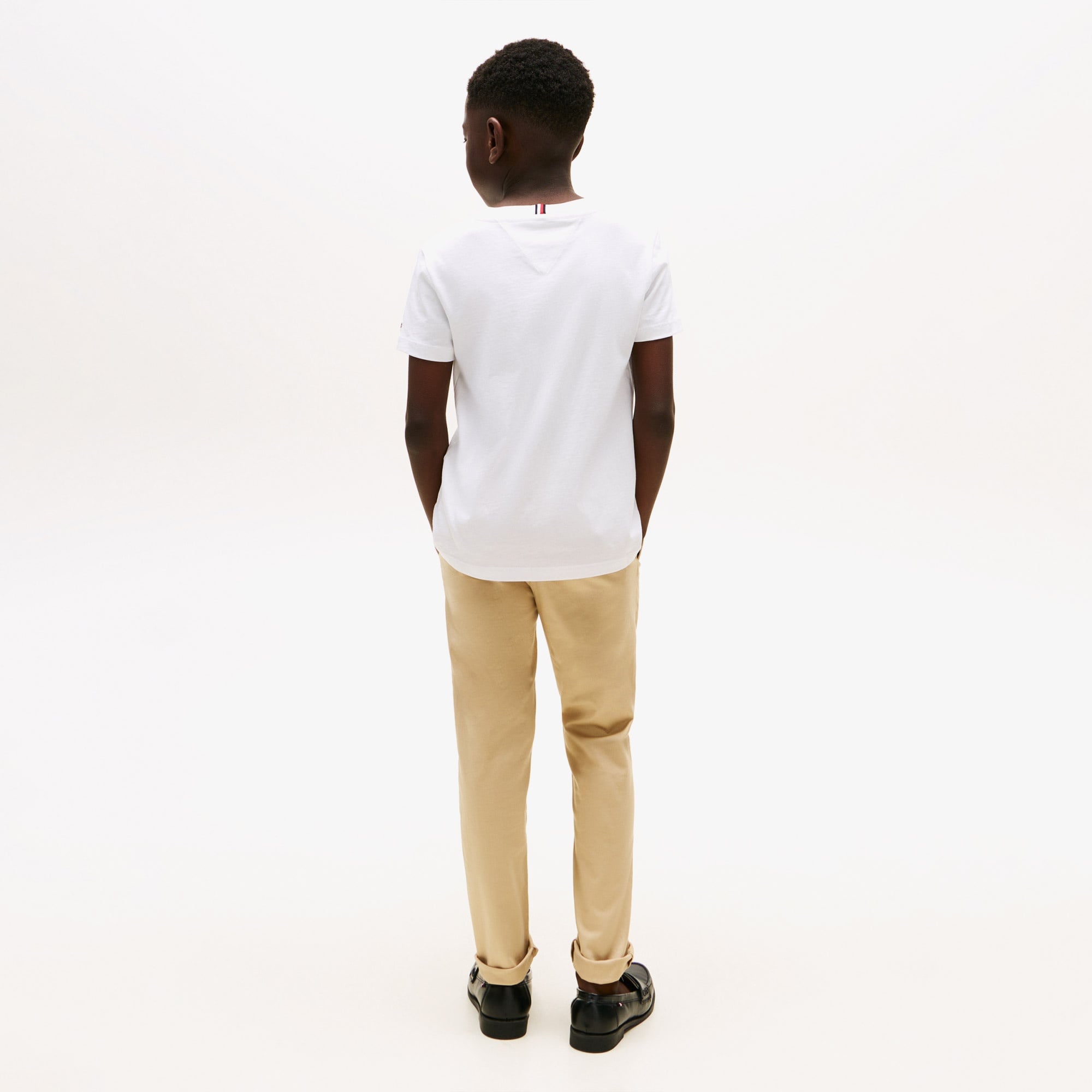 Tommy Hilfiger Script Flag Print Çocuk Beyaz T-Shirt