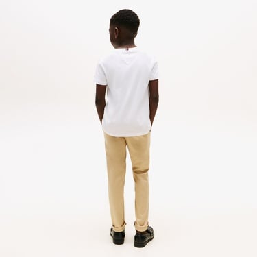  Tommy Hilfiger Script Flag Print Çocuk Beyaz T-Shirt