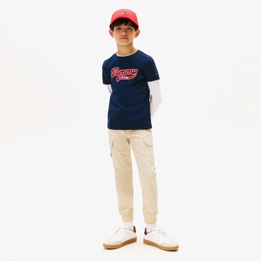  Tommy Hilfiger Varsity Interlock Çocuk Lacivert T-Shirt
