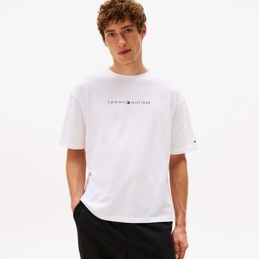  Tommy Hilfiger Logo Erkek Beyaz T-Shirt