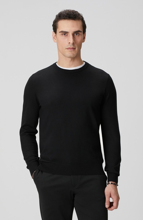  Network Erkek Siyah Basic Triko Kazak