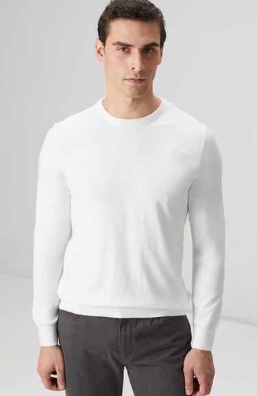  Network Erkek Ekru Basic Triko Kazak