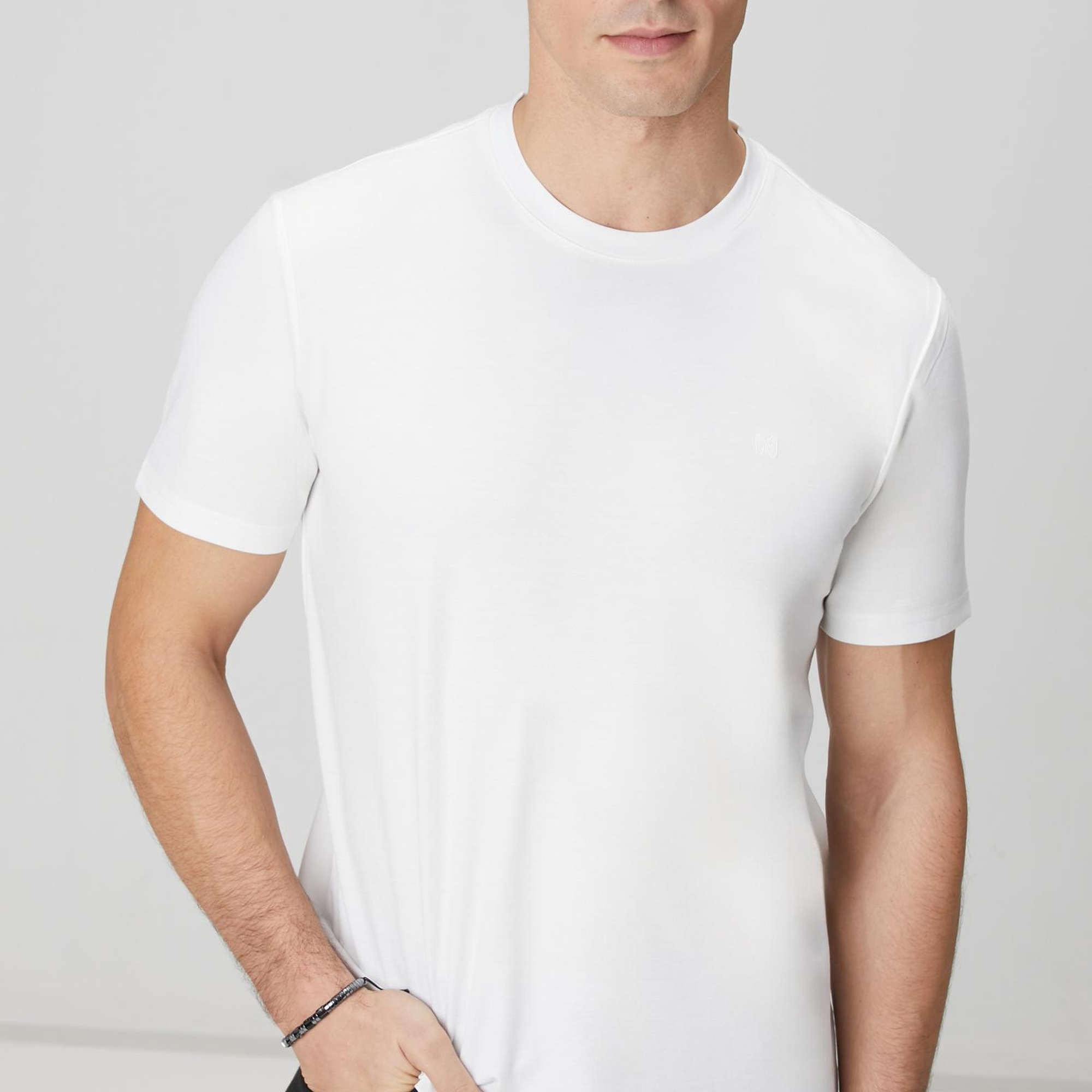 Network Erkek Kırık Beyaz Basic T-shirt