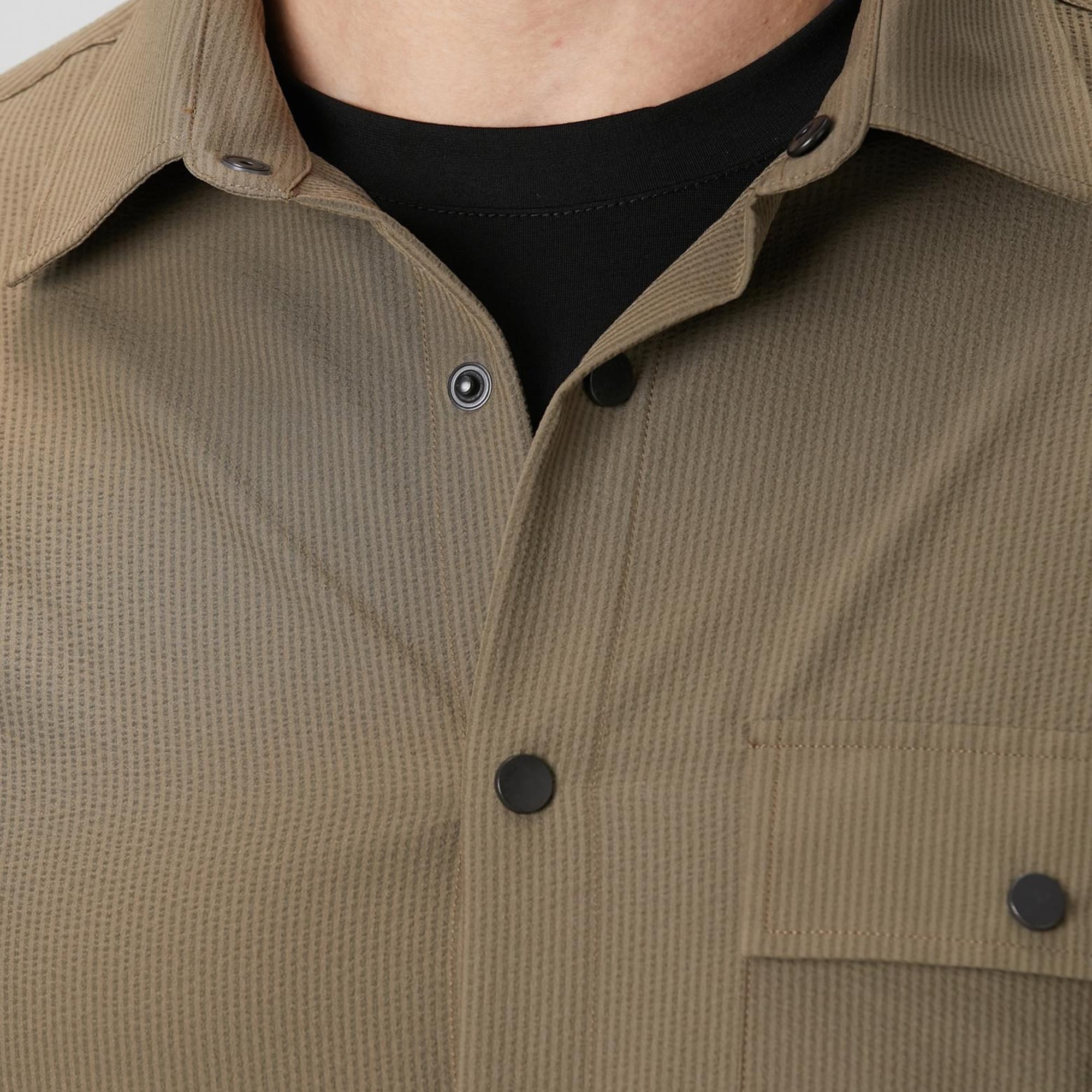 Network Erkek N-Tech Haki Gofreli Gömlek