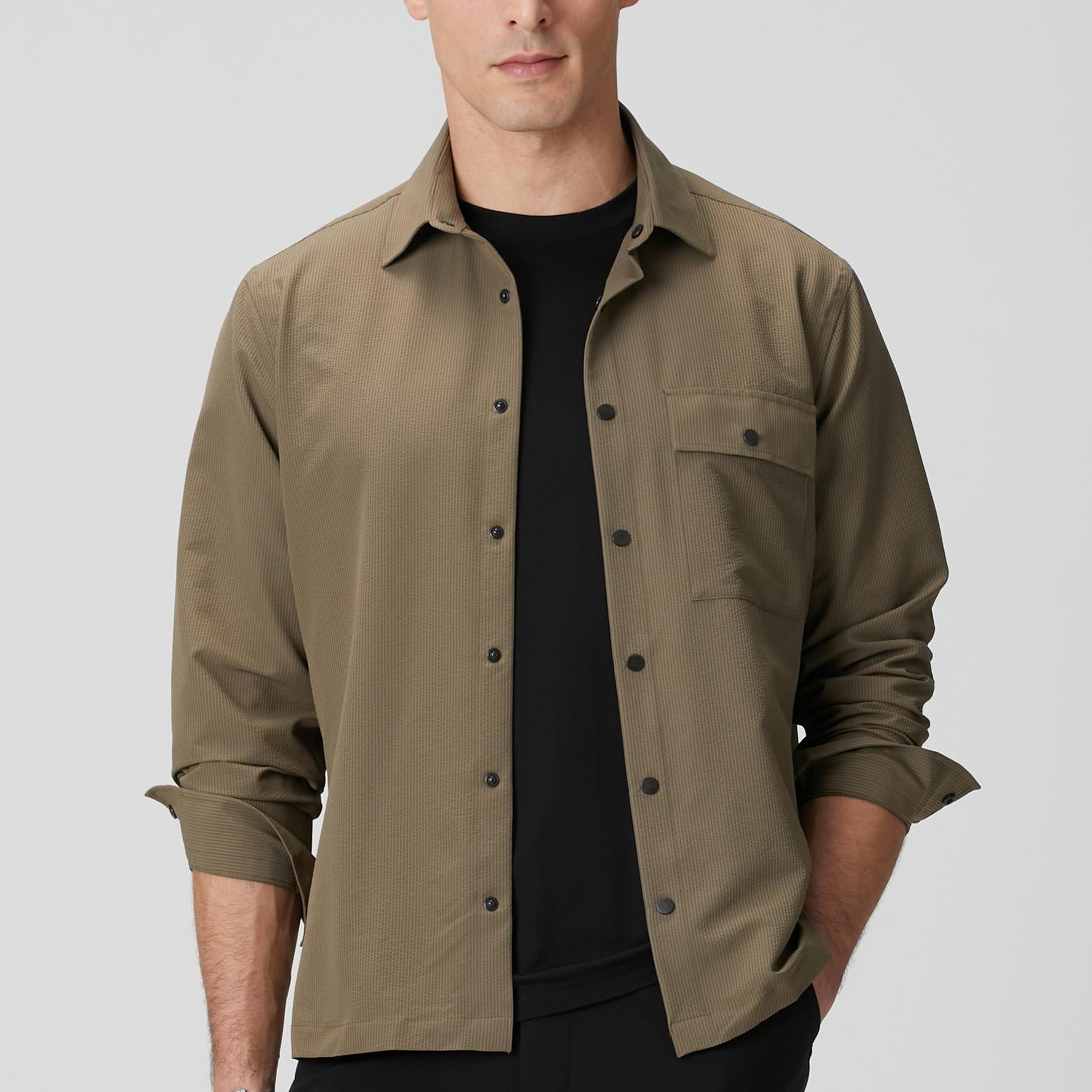 Network Erkek N-Tech Haki Gofreli Gömlek