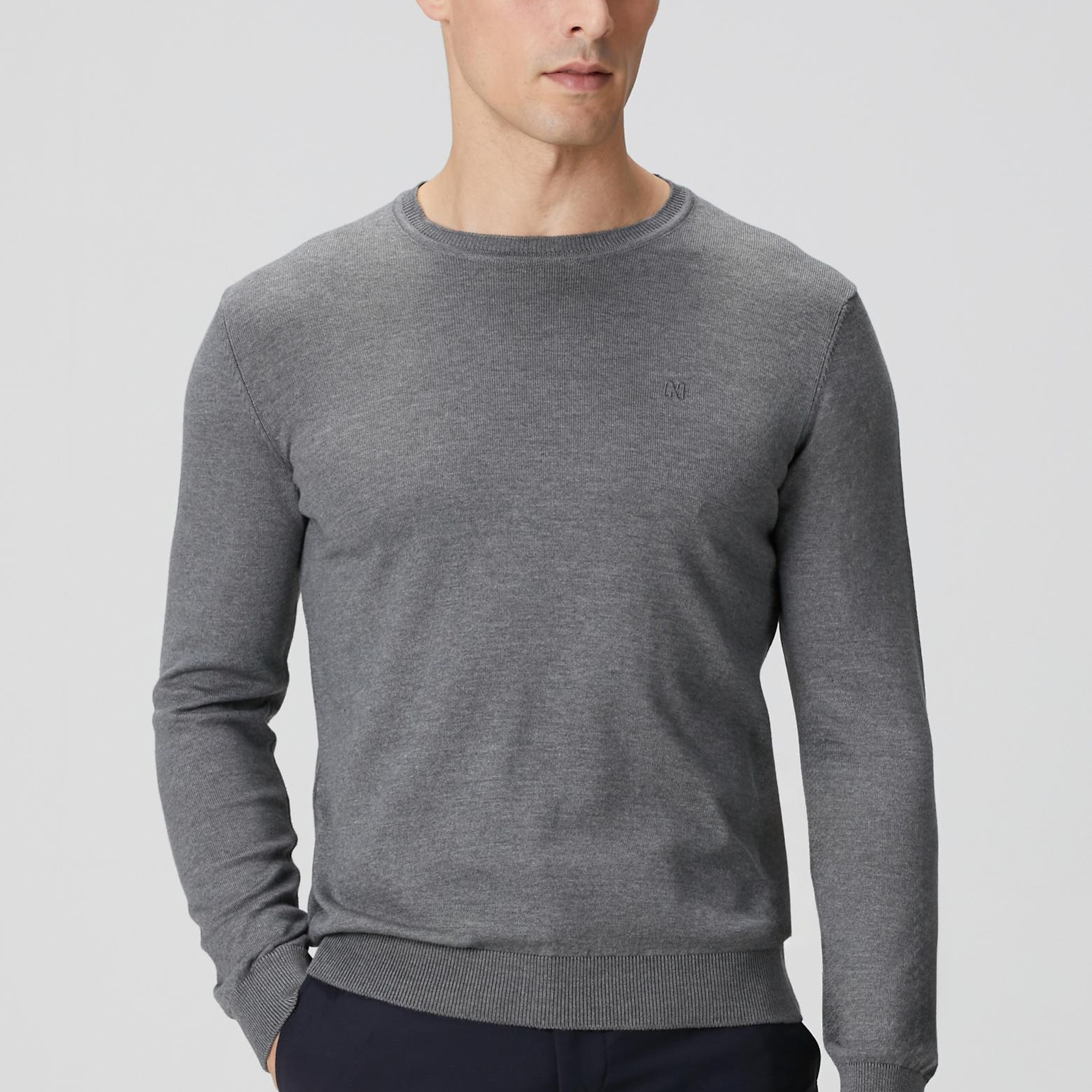 Network Erkek Gri Melanj Basic Kazak