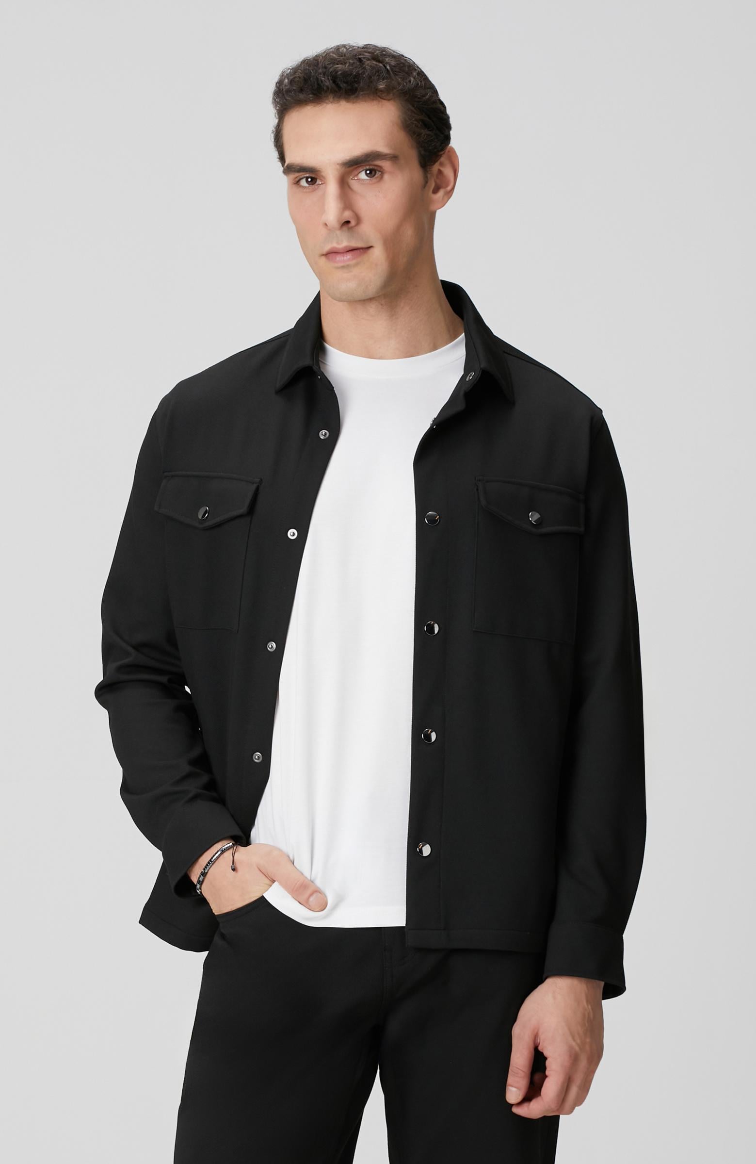  Network Erkek Siyah Diyagonal Dış Gömlek