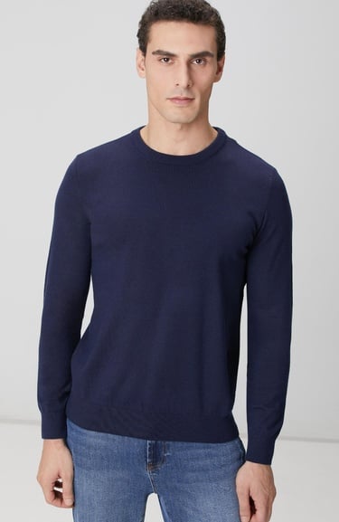  Network Erkek Lacivert Basic Triko Kazak