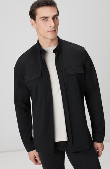  Network Erkek Siyah Gömlek