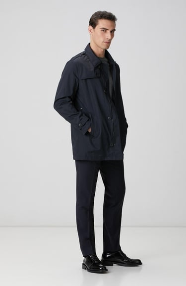  Network Erkek Lacivert Fermuarlı Trençkot