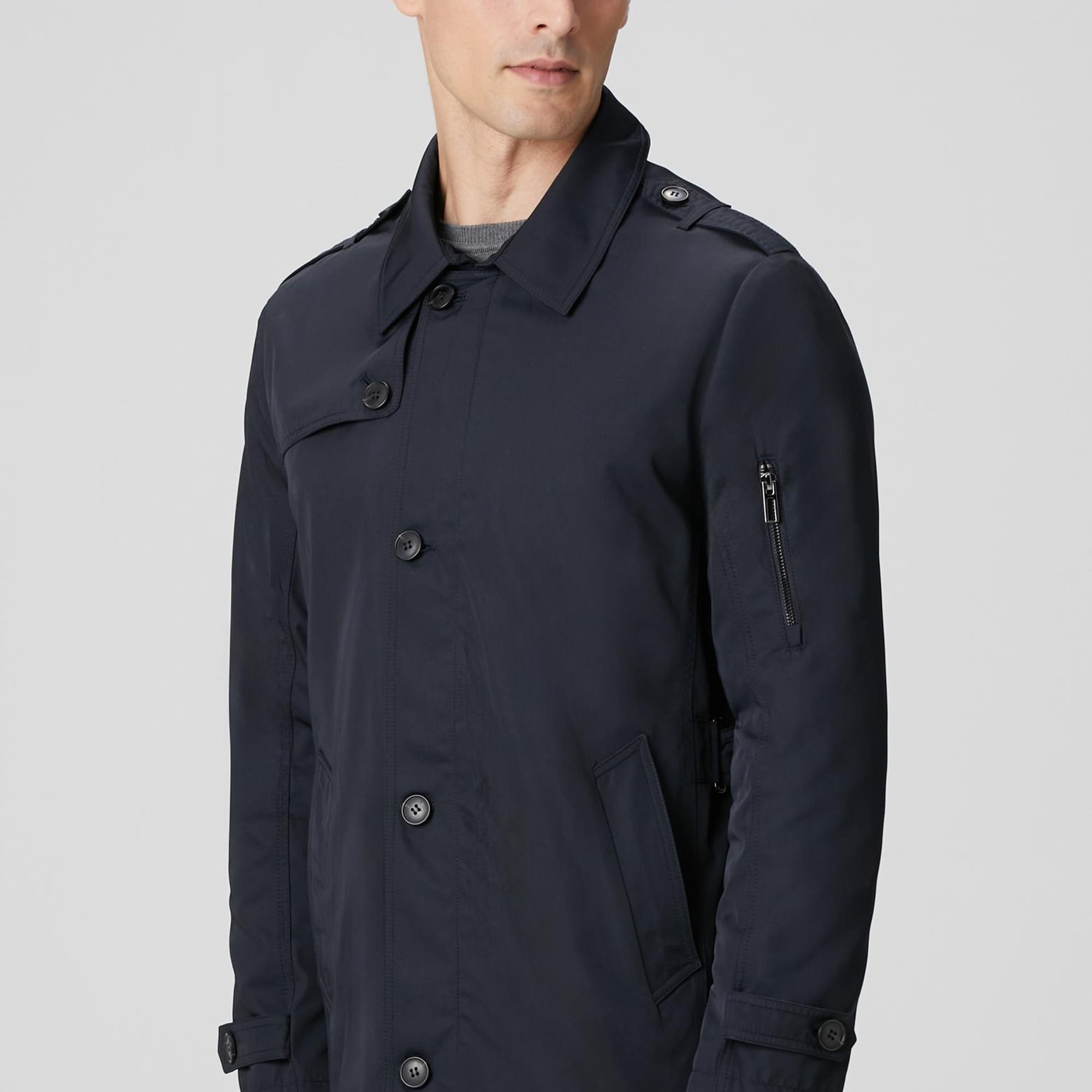 Network Erkek Lacivert Fermuarlı Trençkot