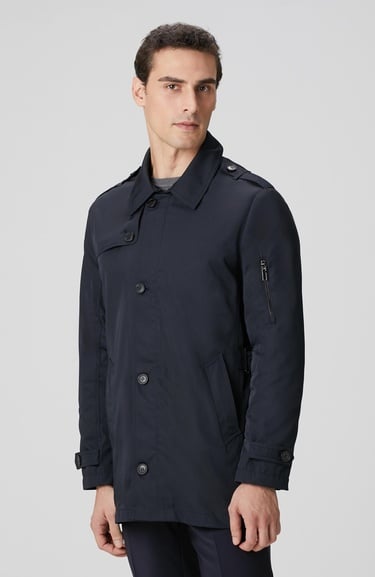  Network Erkek Lacivert Fermuarlı Trençkot