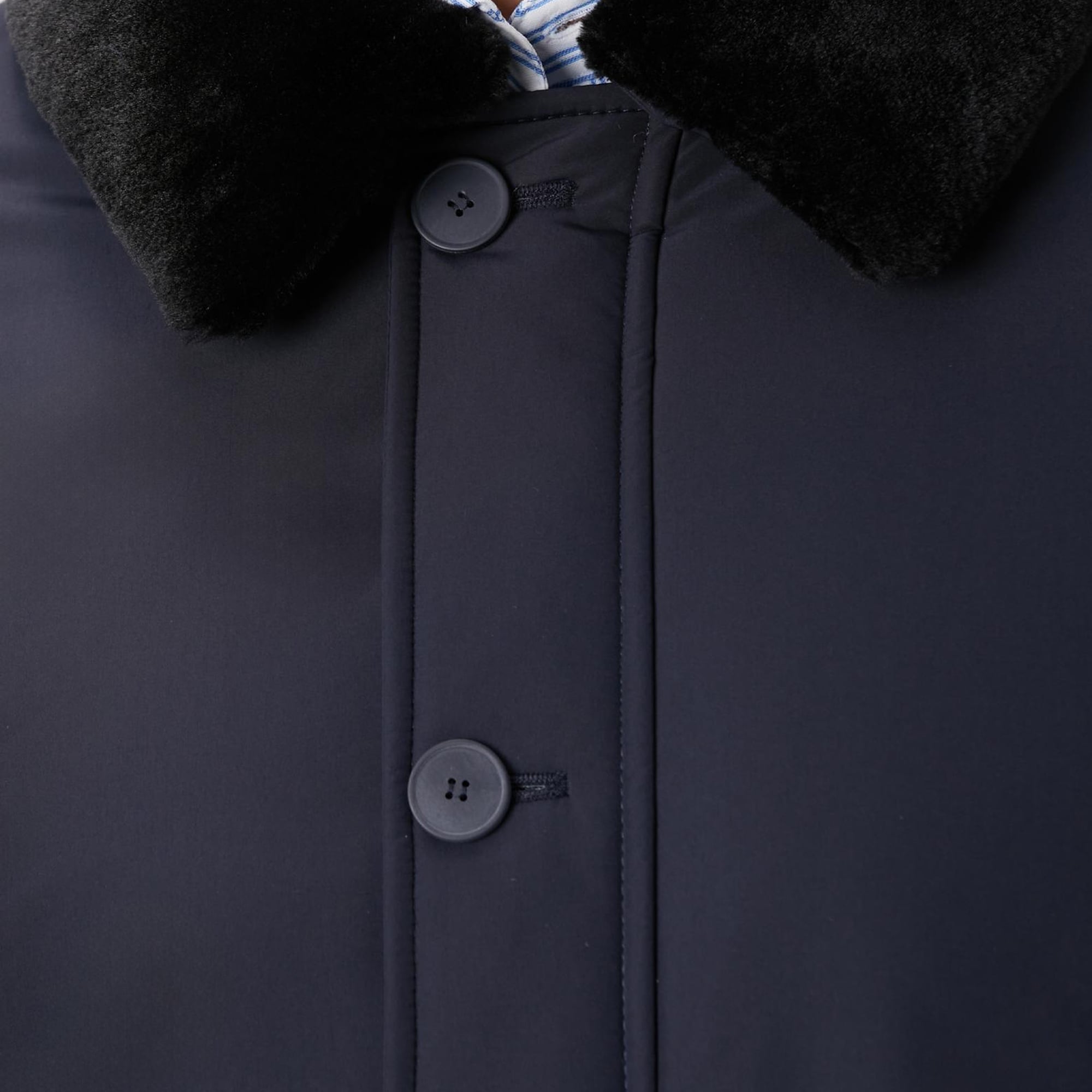 Network Erkek Lacivert Yakası Kürk Detaylı Mont