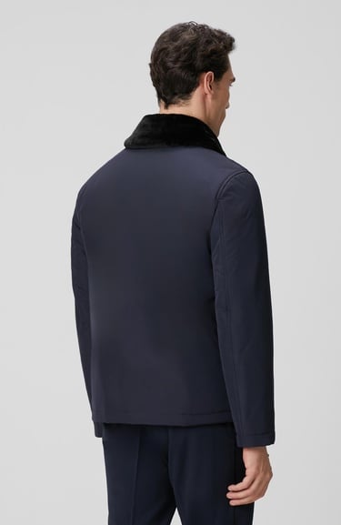  Network Erkek Lacivert Yakası Kürk Detaylı Mont