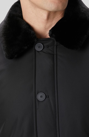  Network Erkek Siyah Kürk Detaylı Mont