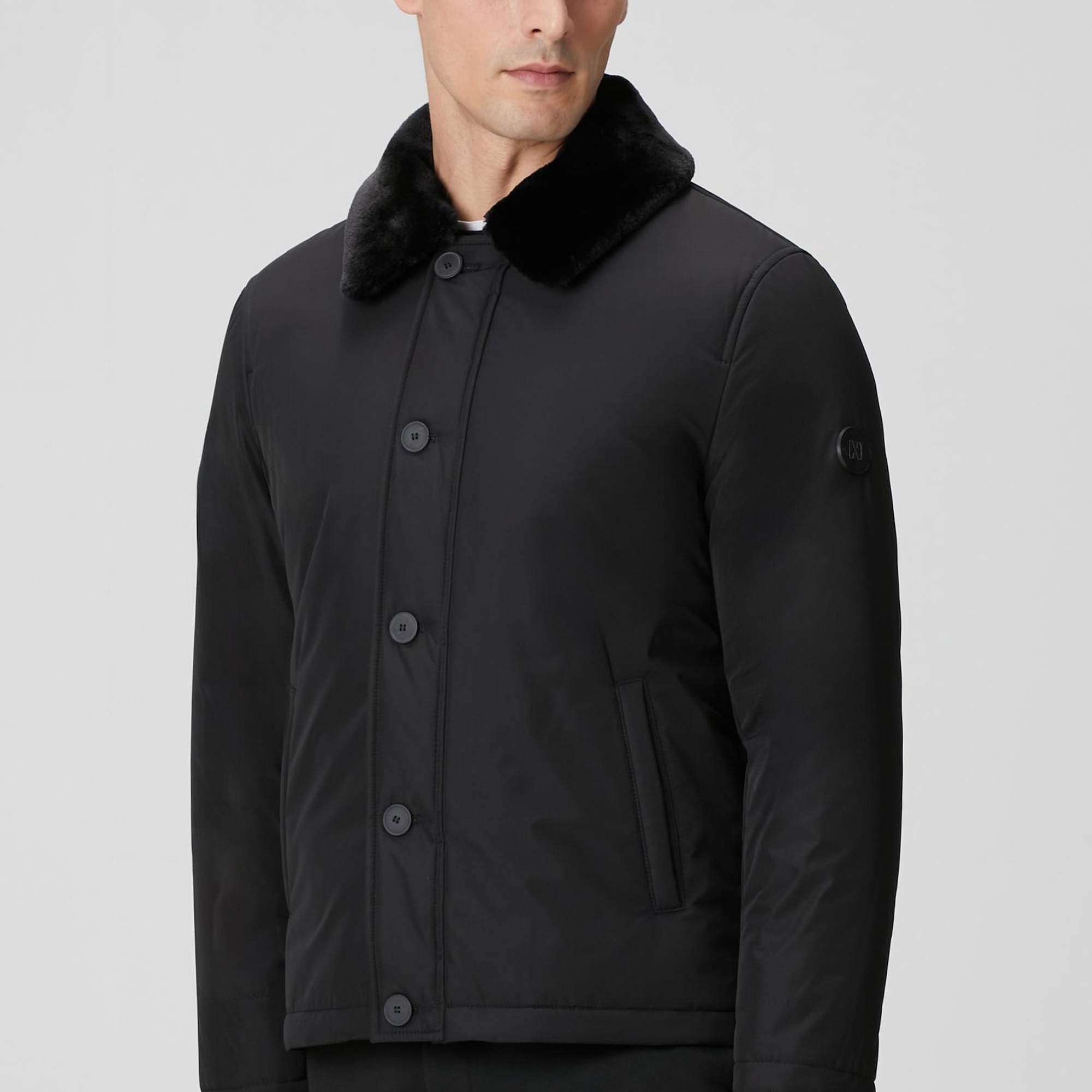 Network Erkek Siyah Kürk Detaylı Mont