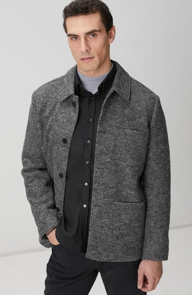  Network Erkek Gri Melanj Yün Örme Ceket