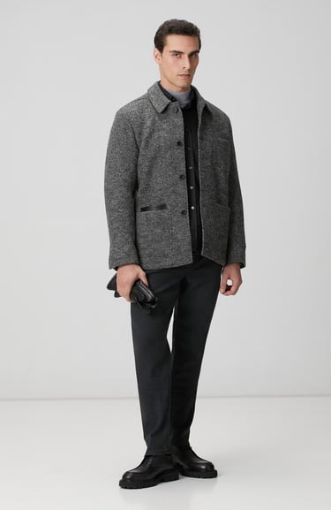  Network Erkek Gri Melanj Yün Örme Ceket