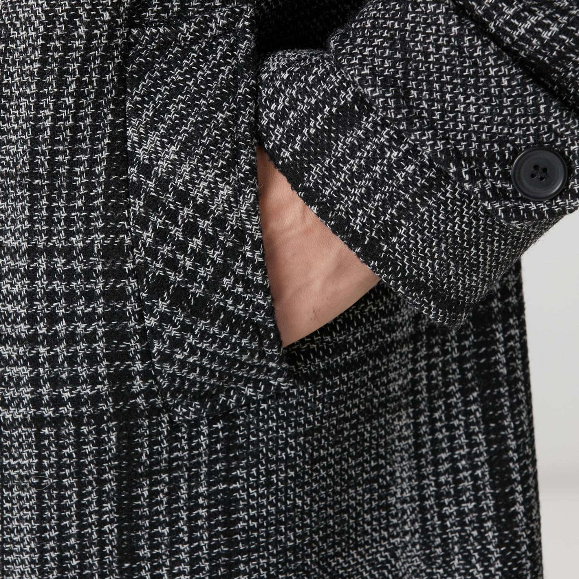 Network Erkek Siyah Yün Karışımlı Palto