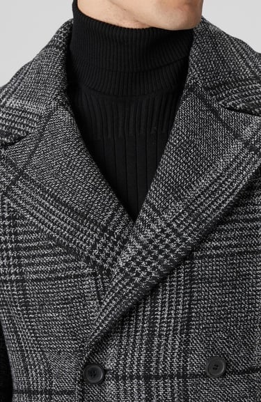  Network Erkek Siyah Yün Karışımlı Palto