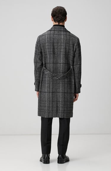  Network Erkek Siyah Yün Karışımlı Palto