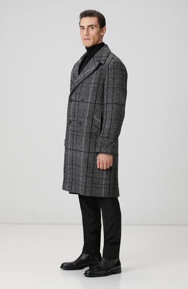  Network Erkek Siyah Yün Karışımlı Palto