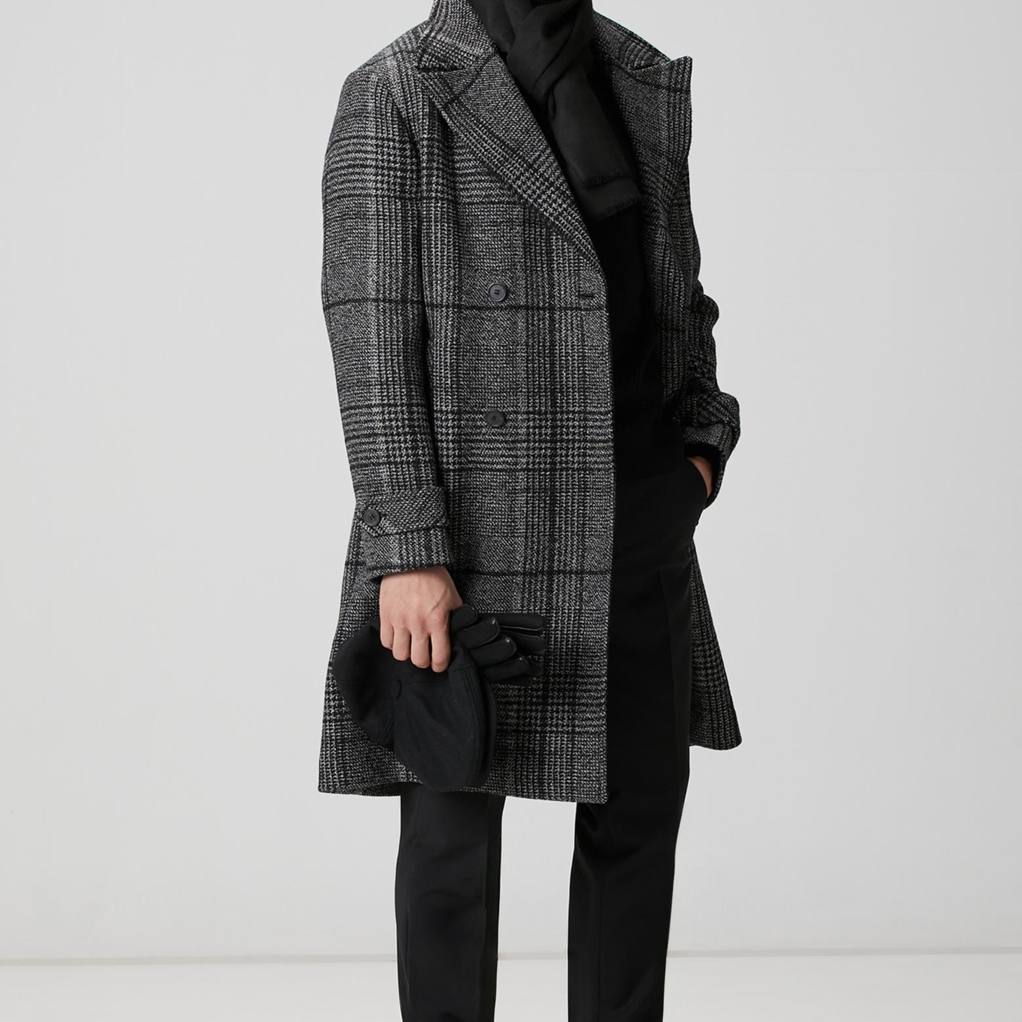 Network Erkek Siyah Yün Karışımlı Palto