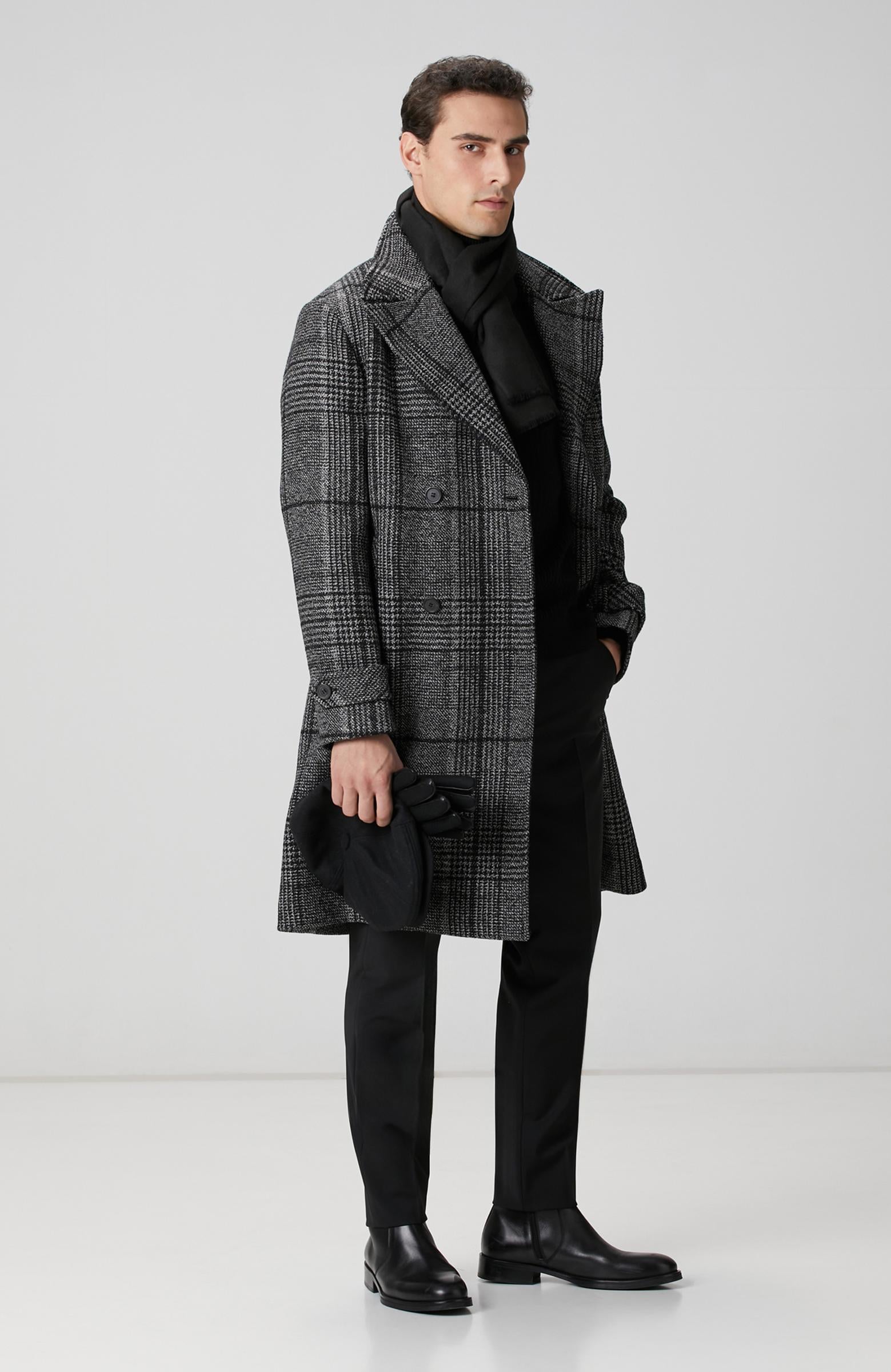  Network Erkek Siyah Yün Karışımlı Palto