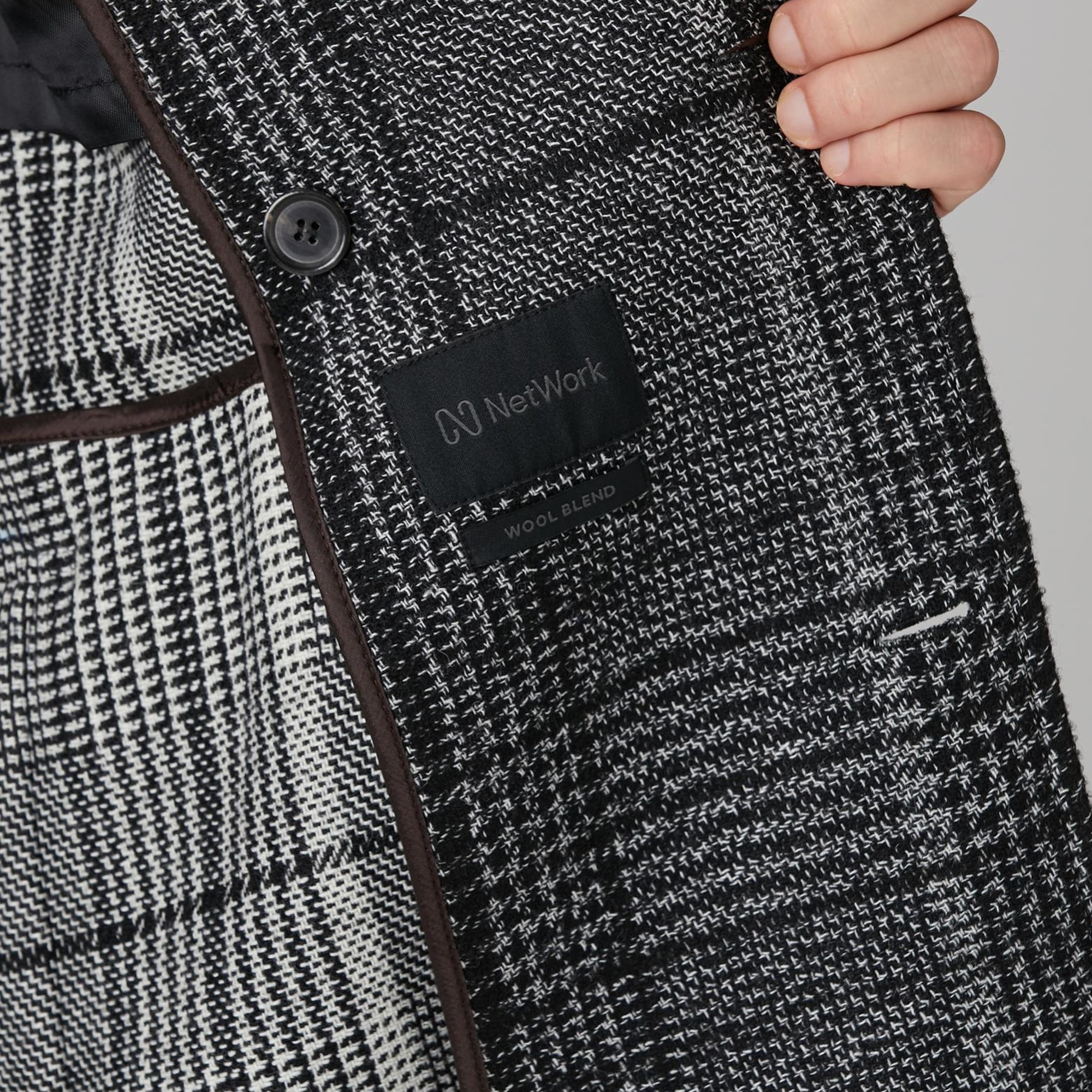 Network Erkek Siyah Yün Karışımlı Palto