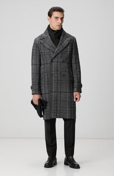  Network Erkek Siyah Yün Karışımlı Palto