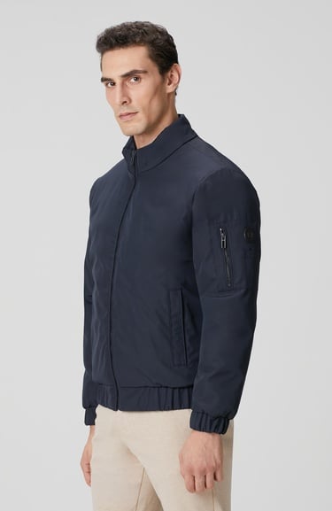  Network Erkek Lacivert Dik Yaka Su İtici Özellikli Mont