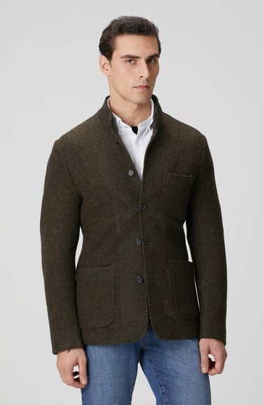  Network Erkek Haki Yün Örme Ceket