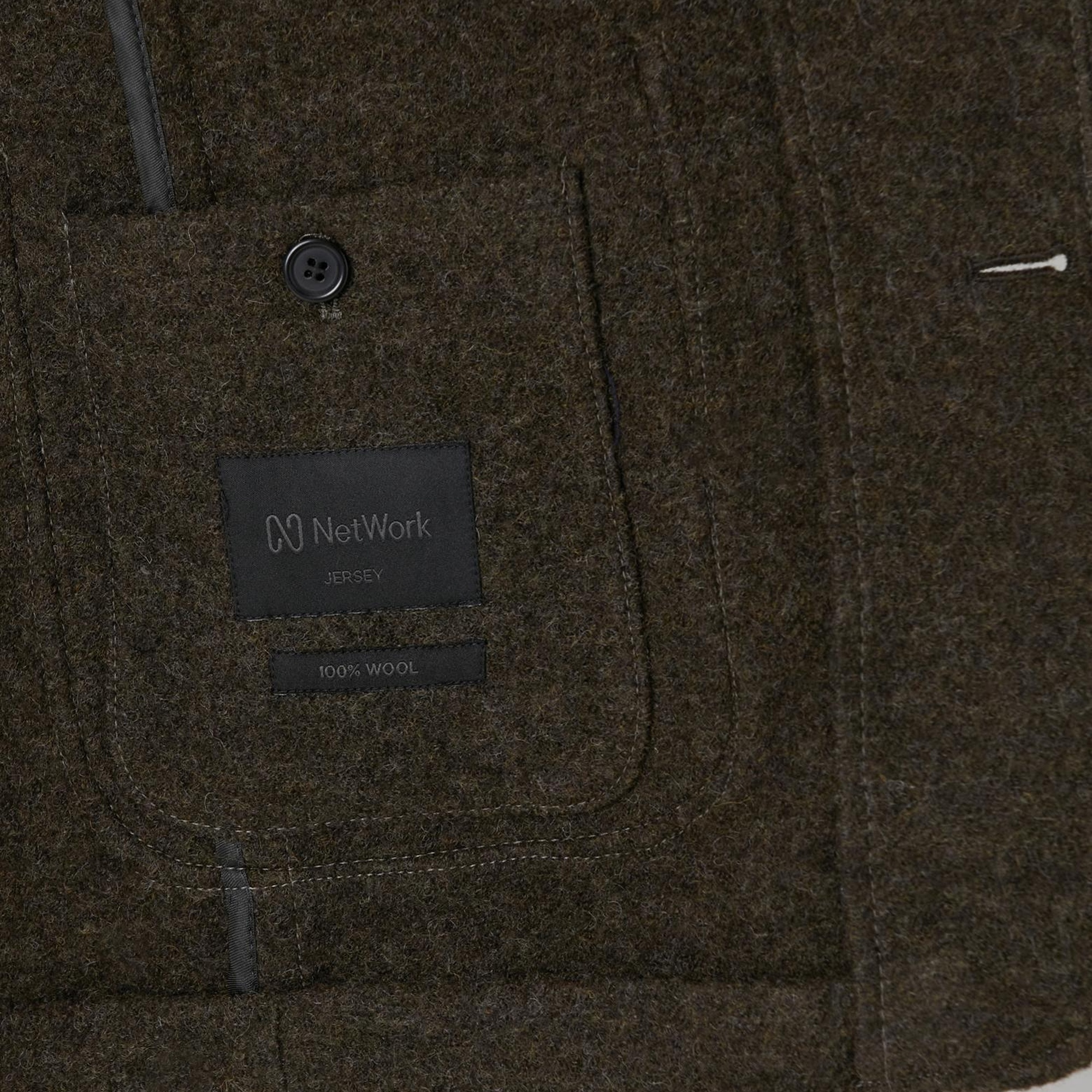 Network Erkek Haki Yün Örme Ceket