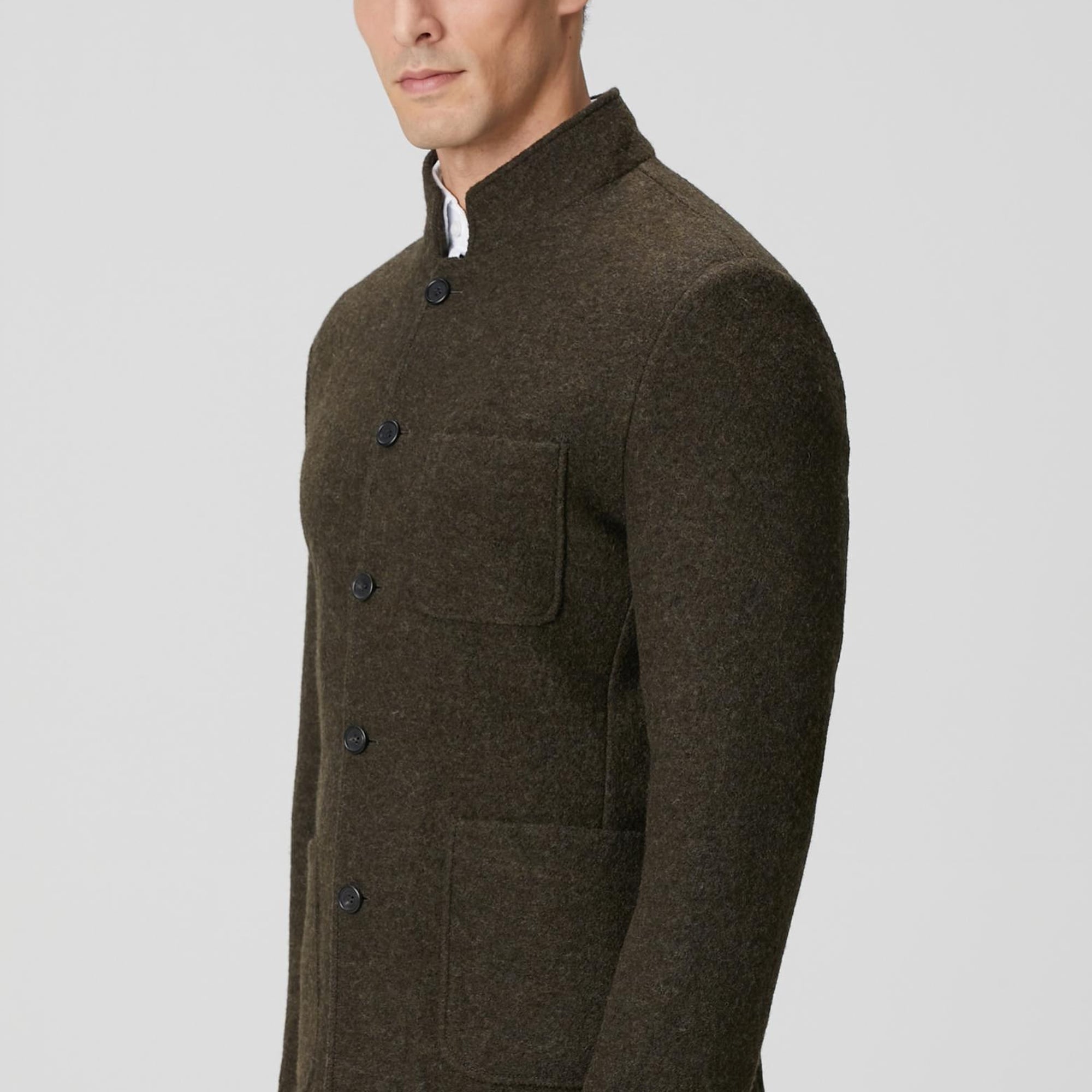 Network Erkek Haki Yün Örme Ceket