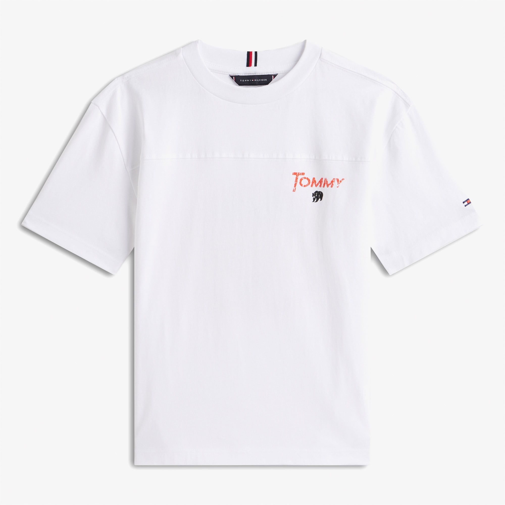 Tommy Hilfiger Seasonal Texture Print Çocuk Beyaz T-Shirt