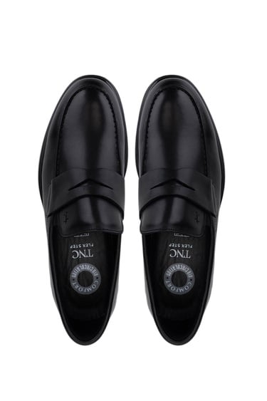  Tamer Tanca Erkek Hakiki Deri Siyah Loafer Ayakkabı