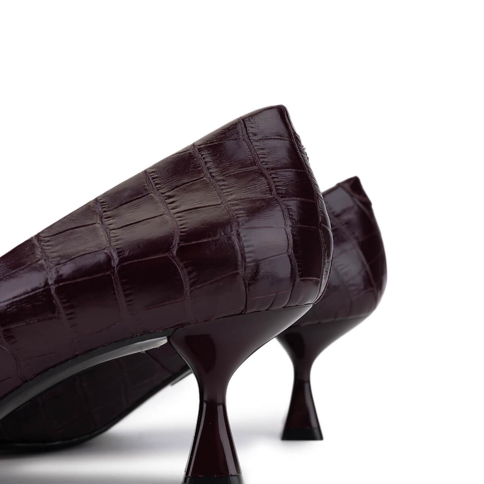 Tamer Tanca Kadın Hakiki Deri Bordo Topuklu Ayakkabı